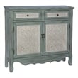 Linon Clancy Slim Storage Cabinet White Decorative Panels in Antique Blue Wood