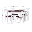 Linon Harrison Five Piece 2 Tone Dining Set in Cherry/White Finished Wood