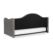 Linon Siena Upholstered Day Bed with Trundle in Gray Fabric and Black Legs