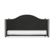 Linon Siena Upholstered Day Bed with Trundle in Gray Fabric and Black Legs