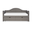 Linon Siena Upholstered Day Bed with Trundle in Gray Fabric and Black Legs