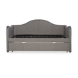 Linon Siena Upholstered Day Bed with Trundle in Gray Fabric and Black Legs