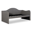 Linon Siena Upholstered Day Bed with Trundle in Gray Fabric and Black Legs