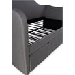 Linon Siena Upholstered Day Bed with Trundle in Gray Fabric and Black Legs
