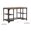 Linon Benjamin Wood Desk Distressed Steel Base 4 Open Shelves in Weathered Brown