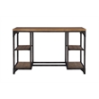 Linon Benjamin Wood Desk Distressed Steel Base 4 Open Shelves in Weathered Brown
