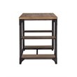 Linon Benjamin Wood Desk Distressed Steel Base 4 Open Shelves in Weathered Brown