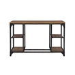 Linon Benjamin Wood Desk Distressed Steel Base 4 Open Shelves in Weathered Brown
