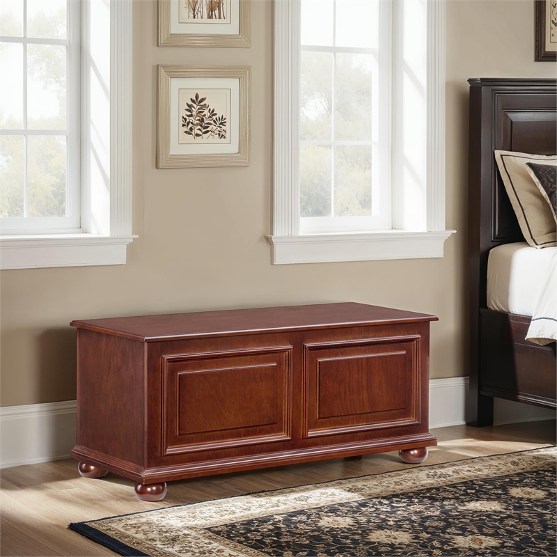 Linon Chadwick Traditional Cedar Chest in Rich Cherry Finished Wood