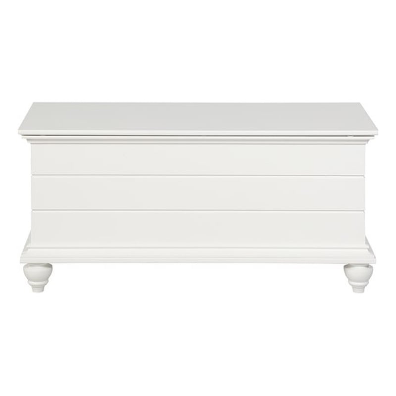 Linon Whitehurst Cedar Lined Storage Chest with Shiplap Siding in White Wood