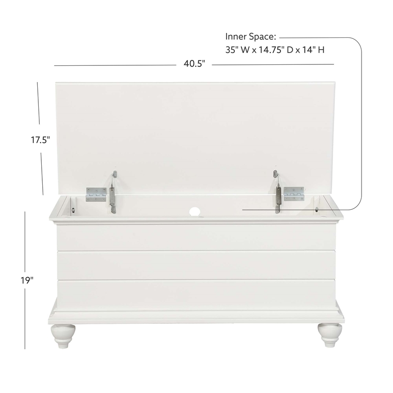 Linon Whitehurst Cedar Lined Storage Chest with Shiplap Siding in White Wood