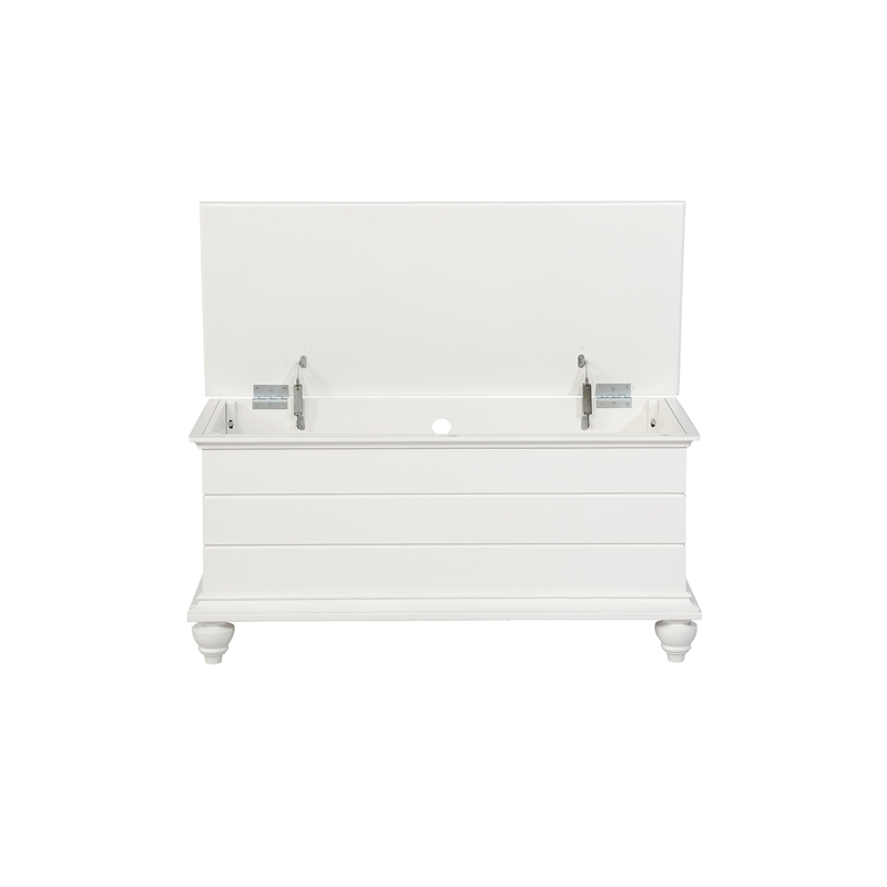 Linon Whitehurst Cedar Lined Storage Chest with Shiplap Siding in White Wood