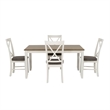 Linon Jane 5 Piece Upholstered Dining Set in Rustic Taupe and Vanilla White Wood
