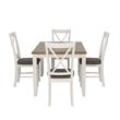 Linon Jane 5 Piece Upholstered Dining Set in Rustic Taupe and Vanilla White Wood