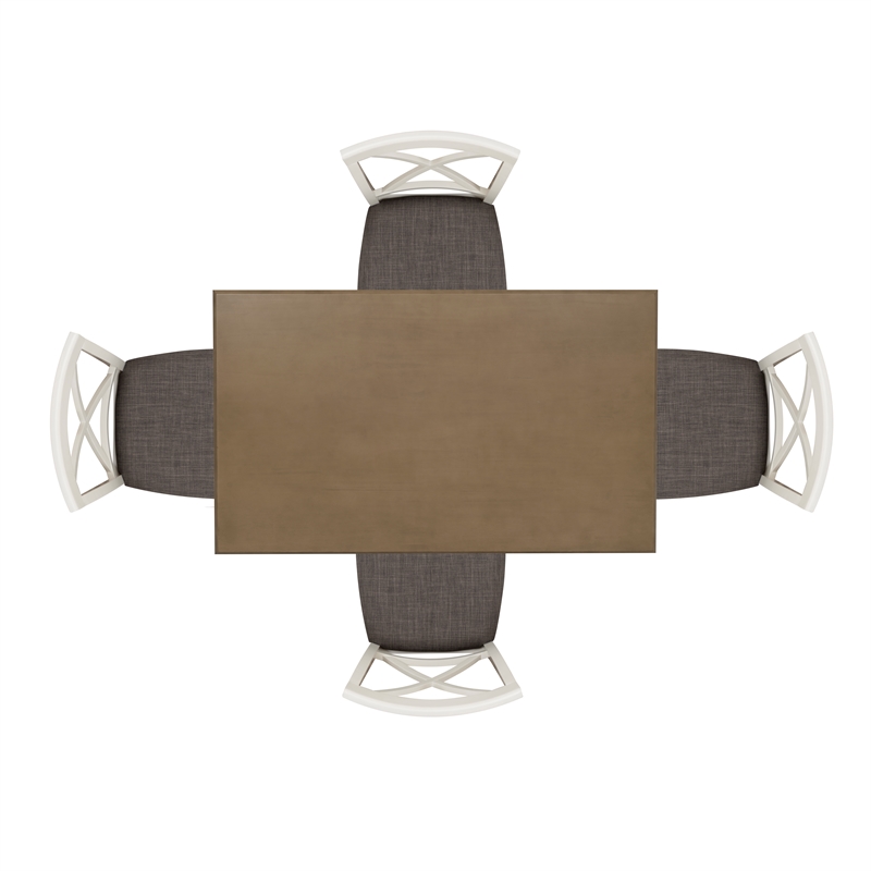 Linon Jane 5 Piece Upholstered Dining Set in Rustic Taupe and Vanilla White Wood
