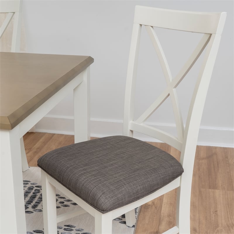 Linon Jane 5 Piece Upholstered Dining Set in Rustic Taupe and Vanilla White Wood