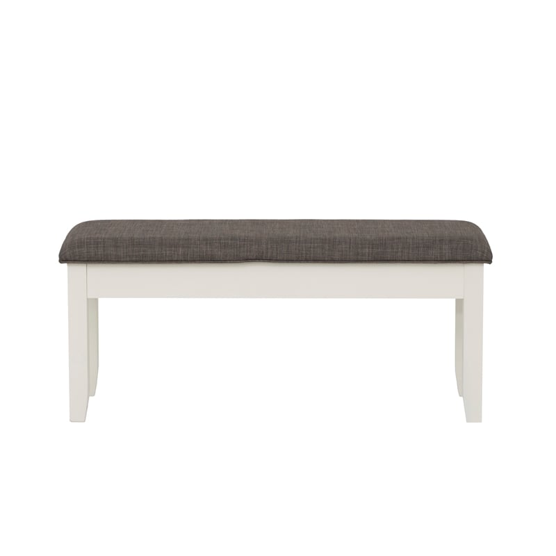 Linon Jane Storage Bench with Rustic Taupe Padded Top in Vanilla White Wood