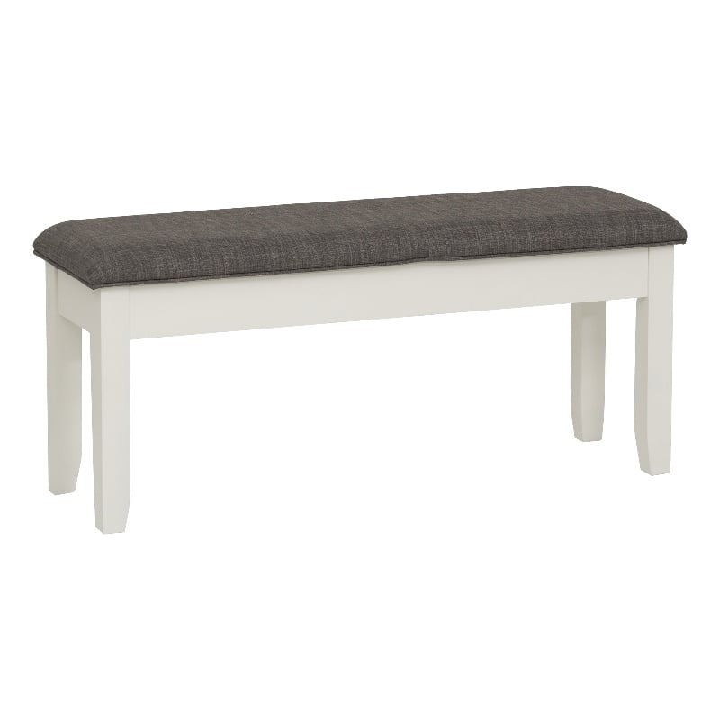 Linon Jane Storage Bench with Rustic Taupe Padded Top in Vanilla White Wood