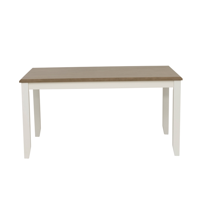 Linon Jane 2 Tone Wood Dining Table in Rustic Taupe and Vanilla White