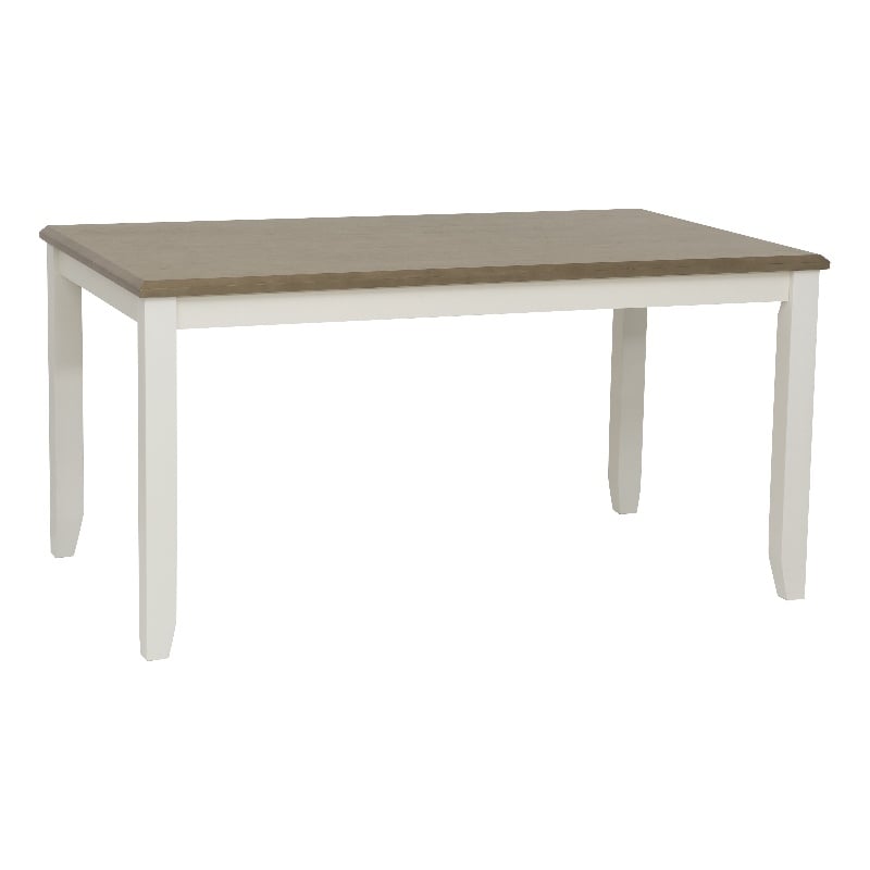 Linon Jane 2 Tone Wood Dining Table in Rustic Taupe and Vanilla White