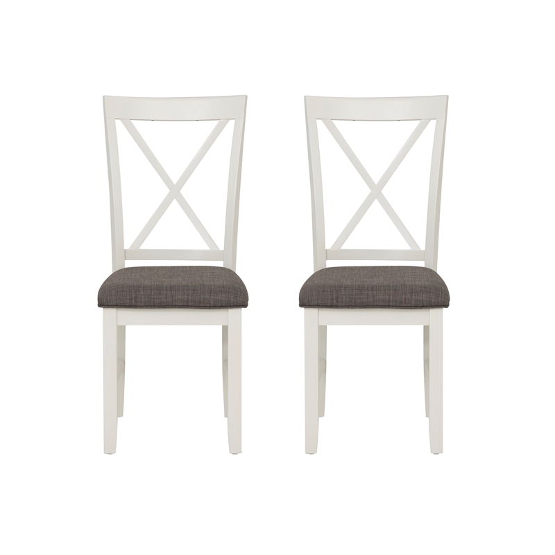 Linon Jane Set of Two X-Back Dining Side Chairs in Vanilla White Wood