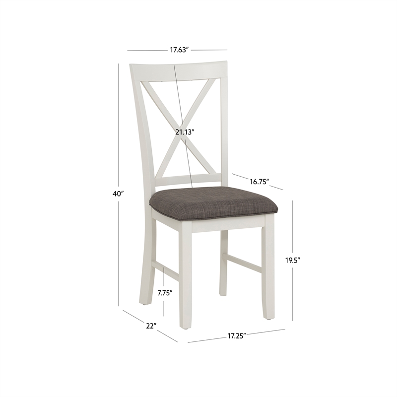 Linon Jane Set of Two X-Back Dining Side Chairs in Vanilla White Wood