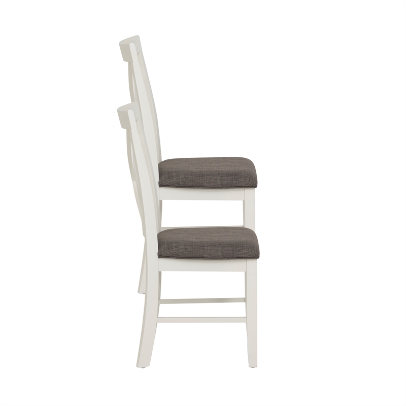 Linon Jane Set of Two X-Back Dining Side Chairs in Vanilla White Wood