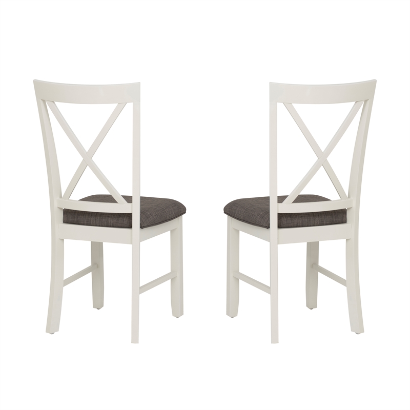 Linon Jane Set of Two X-Back Dining Side Chairs in Vanilla White Wood