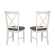 Linon Jane Set of Two X-Back Dining Side Chairs in Vanilla White Wood