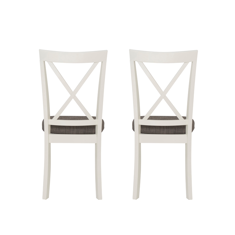 Linon Jane Set of Two X-Back Dining Side Chairs in Vanilla White Wood