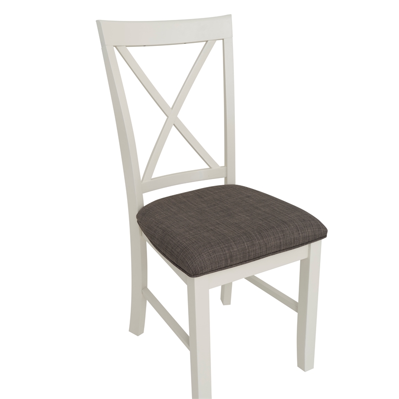 Linon Jane Set of Two X-Back Dining Side Chairs in Vanilla White Wood