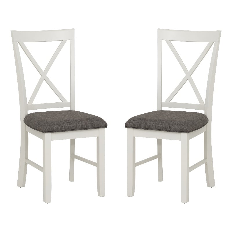 Linon Jane Set of Two X-Back Dining Side Chairs in Vanilla White Wood