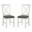 Linon Jane Set of Two X-Back Dining Side Chairs in Vanilla White Wood