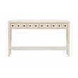 Linon Sadie Long Console Table with 4 Drawers and Shelf in Distressed Cream Wood