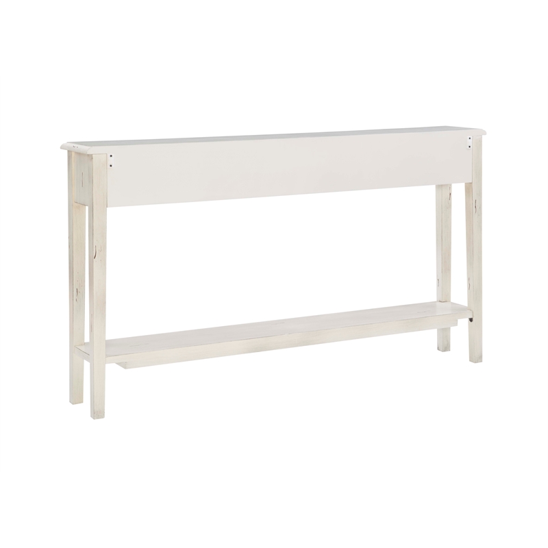 Linon Sadie Long Console Table with 4 Drawers and Shelf in Distressed Cream Wood