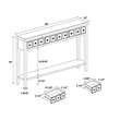 Linon Sadie Long Console Table with 4 Drawers and Shelf in Distressed Cream Wood