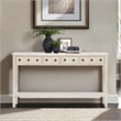 Linon Sadie Long Console Table with 4 Drawers and Shelf in Distressed Cream Wood