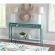 Linon Sadie Long Console Table with 4 Drawers and Shelf in Distressed Teal Wood