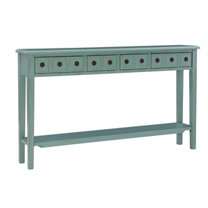 Linon Sadie Long Wood Console Table in Teal Blue