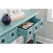 Linon Sadie Long Console Table with 4 Drawers and Shelf in Distressed Teal Wood