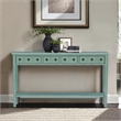 Linon Sadie Long Console Table with 4 Drawers and Shelf in Distressed Teal Wood