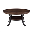 Linon Franklin Coffee Table Steel Legs Wood Top and Shelf in Rustic Umber Brown