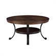 Linon Franklin Coffee Table Steel Legs Wood Top and Shelf in Rustic Umber Brown