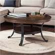 Linon Franklin Coffee Table Steel Legs Wood Top and Shelf in Rustic Umber Brown