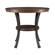 Linon Franklin End Table Steel Legs Wood Top and Shelf in Rustic Umber Brown