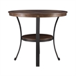 Linon Franklin End Table Steel Legs Wood Top and Shelf in Rustic Umber Brown