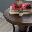 Linon Franklin End Table Steel Legs Wood Top and Shelf in Rustic Umber Brown