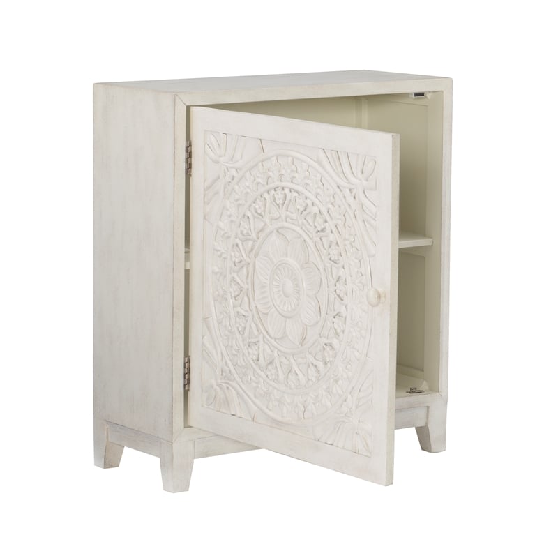 Linon Grace Storage Accent Cabinet in Smokey Off White Distressed Wood