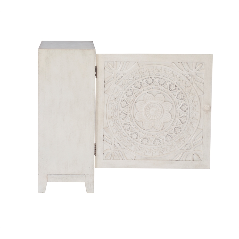 Linon Grace Storage Accent Cabinet in Smokey Off White Distressed Wood