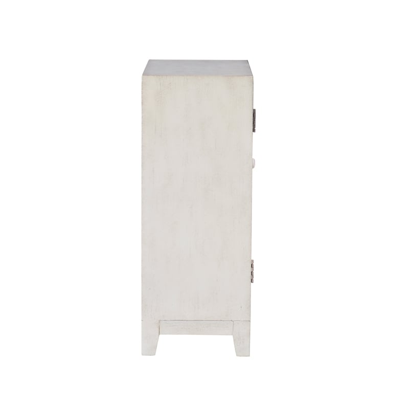 Linon Grace Storage Accent Cabinet in Smokey Off White Distressed Wood